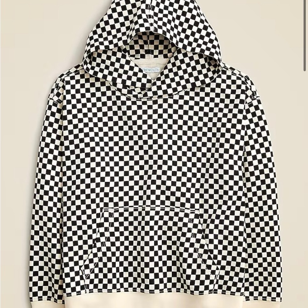 KID by Crewcuts garment-dyed hoodie in checkerboard print
